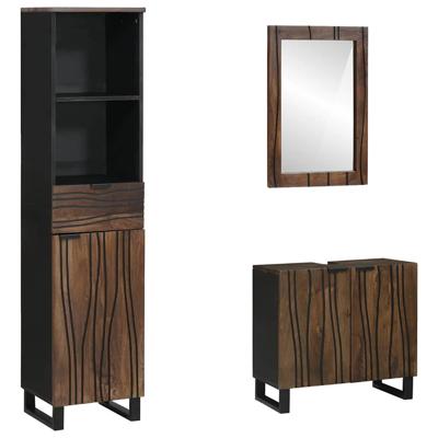 Badkamermeubelset met lade 3 pcs Walnoot bruin 38 x 33 x 160 cm