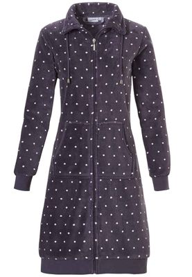 Grijze badjas met stipjes - Ritssluiting-2xl