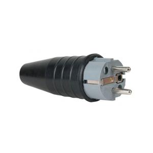 Showtec rubber schuko connector male 230V/240V grijs