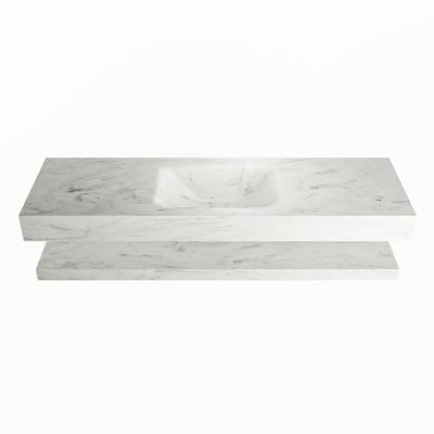 MONDIAZ ALAN-DLUX 150cm planchet Opalo. Vrijhangende wastafel CLOUD midden zonder kraangat, kleur Opalo.