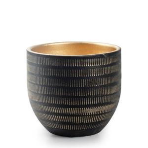 Plantenpot/bloempot Beau - zwart/goud - keramiek - D14 x H16 cm