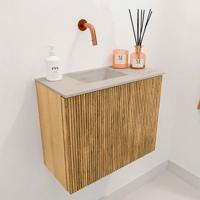 Toiletmeubel Mondiaz Joya Dlux | 50 cm | Meubelkleur Oak | Faye wastafel Opalo Wasbak Links | Zonder kraangat(en)