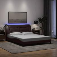 Bedframe met LED zonder matras 160x200 cm stof donkerbruin