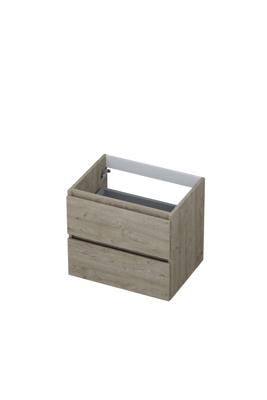 Onderkast INK 2 laden greeploos met houten keerlijst 60 cm x 45 cm x 52 cm Greige eiken 1257109