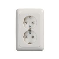 Busch-Jaeger wandcontactdoos 2-voudig met randaarde "Compact" inbouw wit 302EUJT214