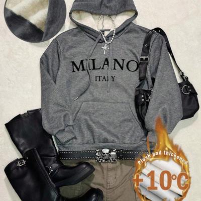 Bon&Bon Women's Loose Casual Gray Hoodie | Warm Long Sleeve Pullover Grey-2 / XL