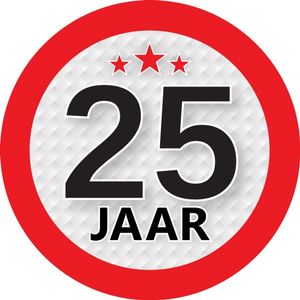 25 jaar leeftijd sticker rond 9 cm verjaardag versiering