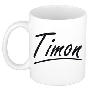 Naam cadeau mok / beker Timon met sierlijke letters 300 ml