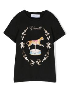 Roberto Cavalli Junior t-shirt à imprimé graphique - Noir