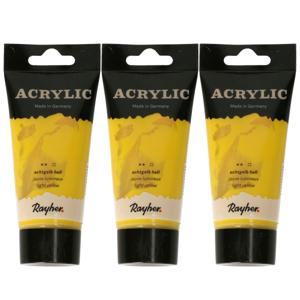 Acrylverf/hobbyverf op waterbasis - 3x - lichtgeel - 75 ml - Schilderen/knutselen