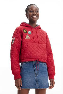 Gewatteerd sweatshirt met patches - RED - M