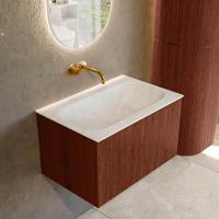 Badmeubel Mondiaz Kurve-Dlux | 70 cm cm | Meubelkleur Ruby | Wastafelkleur Opalo | Solid surface | Wasbak midden spoelbak | Zonder kraangat(en)