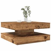 Salontafel 360 graden draaibaar 70x70x34,5 cm oud houtkleurig