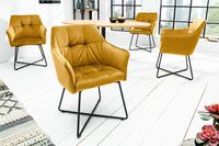 Exclusief design stoel LOFT fluweel mosterdgeel met armleuning - 42474 - thumbnail