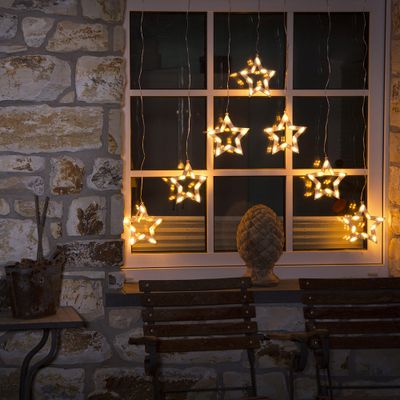 Konstsmide Lichtgordijn voor buiten - 7 sterren - 70 LEDs - Warm wit - 0.7 meter - Kerstverlichting