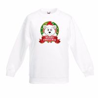 Witte Kerst sweater kinderen met een ijsbeer - thumbnail