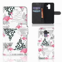 Samsung Galaxy A6 Plus 2018 Telefoonhoesje met Pasjes Flamingo Triangle - thumbnail