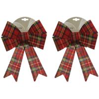 Decoris strikken - 2x - geruit - 26 cm - kerstversiering - kerstdecoratie - kerstoomversiering