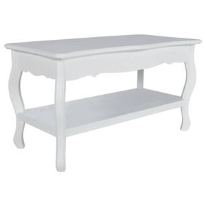 The Living Store Salontafel - Wit - 87.5 x 42 x 44 cm - Handgemaakt - Massief grenenhout