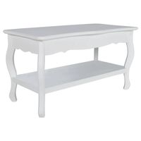 The Living Store Salontafel - Wit - 87.5 x 42 x 44 cm - Handgemaakt - Massief grenenhout - thumbnail