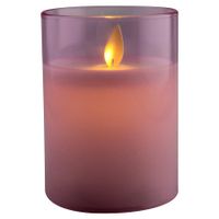LED kaars wax glas 10cm roze - Magic Flame - thumbnail