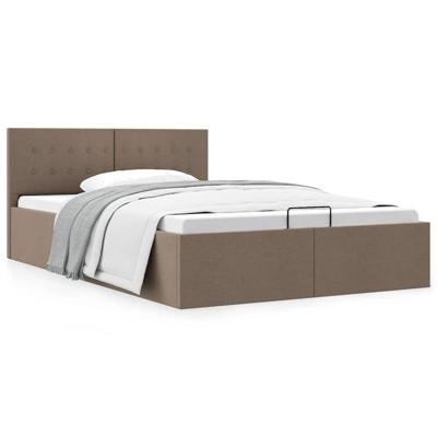 Bedframe met hydraulische opslag stof taupe 120x200 cm