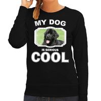 Honden liefhebber trui / sweater Newfoundlander  my dog is serious cool zwart voor dames 2XL  - - thumbnail
