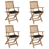 Tuinstoelen 4 st inklapbaar met kussens massief acaciahout