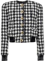 Balmain veste en tweed 6-Button à motif pied-de-poule - Noir