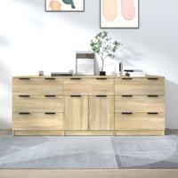 3-delige Dressoirs bewerkt hout sonoma eiken