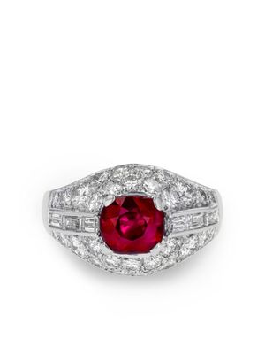 Bvlgari Pre-Owned bague Trombino sertie de rubis et de diamants (années 1960) - Argent