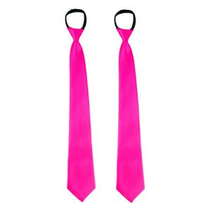 Carnaval verkleed stropdas - 2x - neon roze - volwassene - verkleedthema