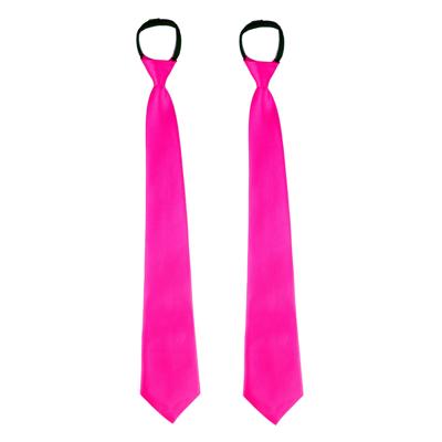 Carnaval verkleed stropdas - 2x - neon roze - volwassene - verkleedthema