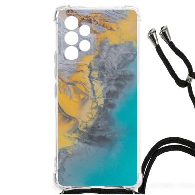 Samsung Galaxy A53 Anti-Shock Hoesje Marble Blue Gold Samsung Galaxy A53 Anti-Shock Hoesje Marble Blue Gold