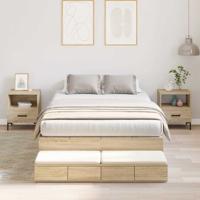 Opbergbedframe met lade Sonoma Eiken 120 cm Bewerkt hout