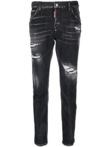 DSQUARED2 jean skinny court à effet usé - Noir