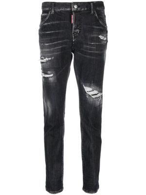 DSQUARED2 jean skinny court à effet usé - Noir