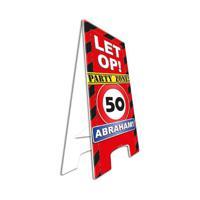 Waarschuwing straatbord 50 jaar Abraham - 58 cm - feestartikelen/versiering - 50e verjaardag