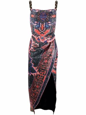 Balmain robe imprimée à sequins - Bleu