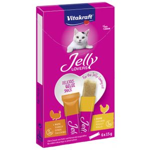 Vitakraft Jelly Lovers met kip & kalkoen kattensnack (6 x 15 g) 11 verpakkingen