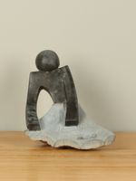 Sitting Lady, Afrikaans sculptuur 18 cm - thumbnail