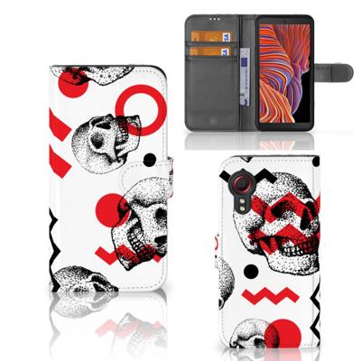 Telefoonhoesje met Naam Samsung Galaxy Xcover 5 Skull Red | Portemonnee hoesje