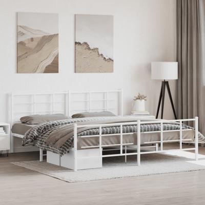 Bedframe met hoofd- en voeteneinde metaal wit 193x203 cm