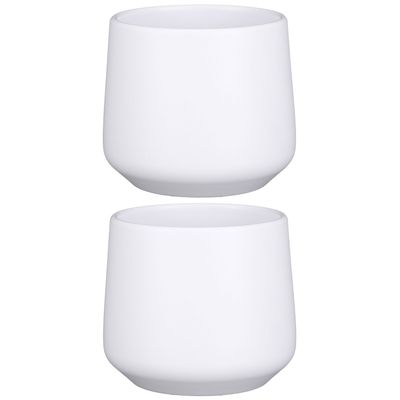 2x stuks bloempot mat wit keramiek voor kamerplant H14 x D15.5 cm