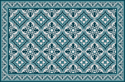 Cyaan en blauwe klassieke bloemen vinyl tapijt