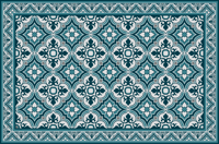 Cyaan en blauwe klassieke bloemen vinyl tapijt