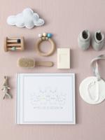 Geboortealbum effen wit met versiering Geboortealbum effen wit met versiering
