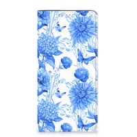 Smart Cover voor Samsung Galaxy A14 5G Flowers Blue - thumbnail
