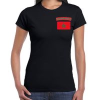 Morocco t-shirt met vlag Marokko zwart op borst voor dames