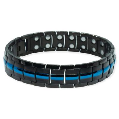 Zwarte Magneet Armband - Met blauwe elementen